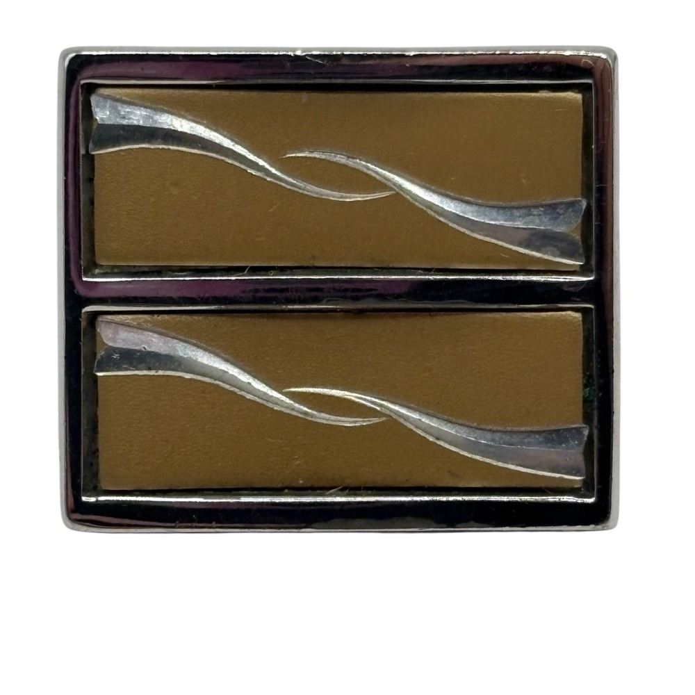 Anson Cufflinks Neck Tie Clip Set VTG Two Tone Wave Design Tux Shirt Dress Suit - Picture 2 of 11